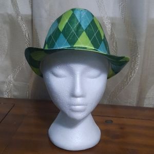 Target green blue argyle fedora